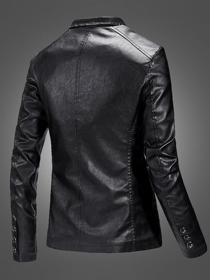 Men's Warm Casual Slim Leather Leather Blazer - FashionistaDeal