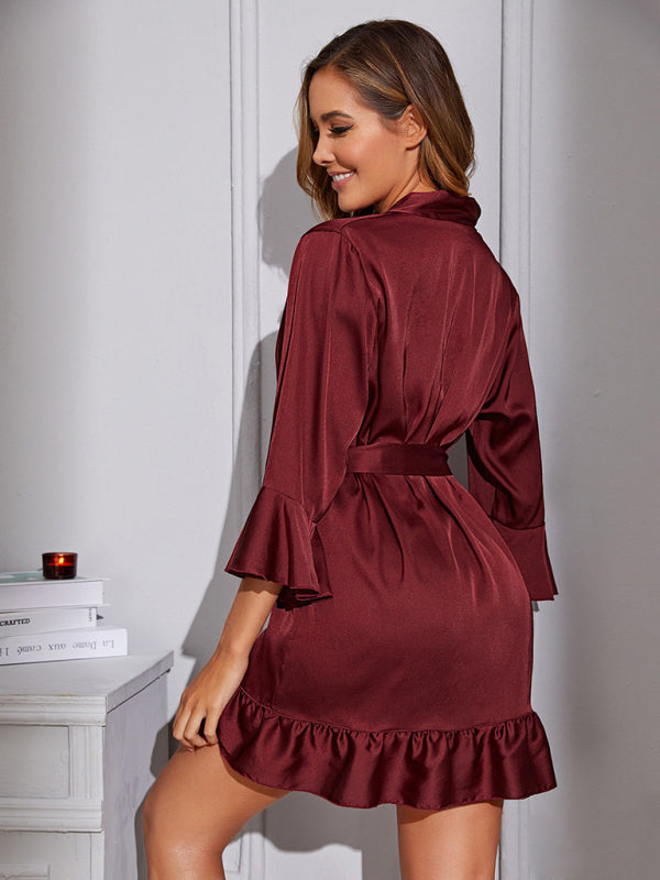 Women's Belted Robe Bathrobe Loungewear - FashionistaDeal