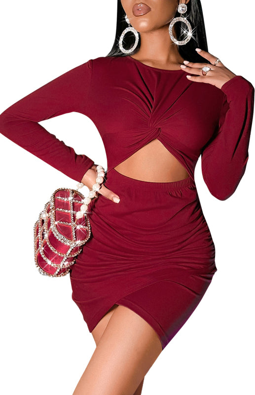 Women's Long-Sleeve Package Hip Dress Cropped Navel Dress - FashionistaDeal