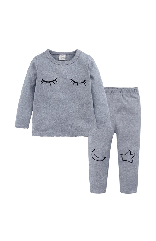 Children's Eyelash Cloud Print Brushed Children's Homewear Cotton Set - FashionistaDeal