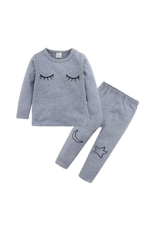 Children's Eyelash Cloud Print Brushed Children's Homewear Cotton Set - FashionistaDeal