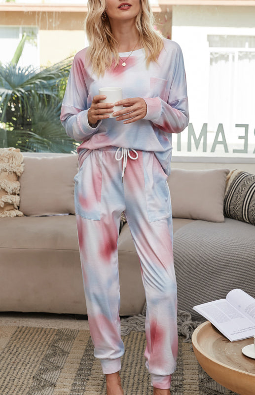 Women's Long Sleeve Tie Dye Pajama Set - FashionistaDeal