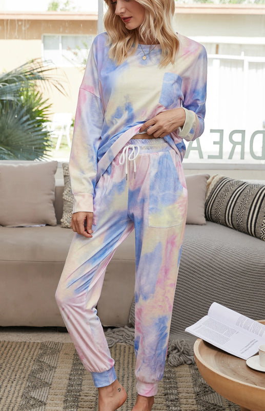 Women's Long Sleeve Tie Dye Pajama Set - FashionistaDeal