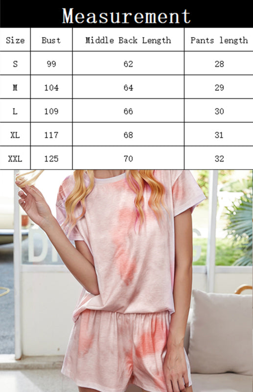 Women's Round Neck Tie Dye Pajama Set - FashionistaDeal