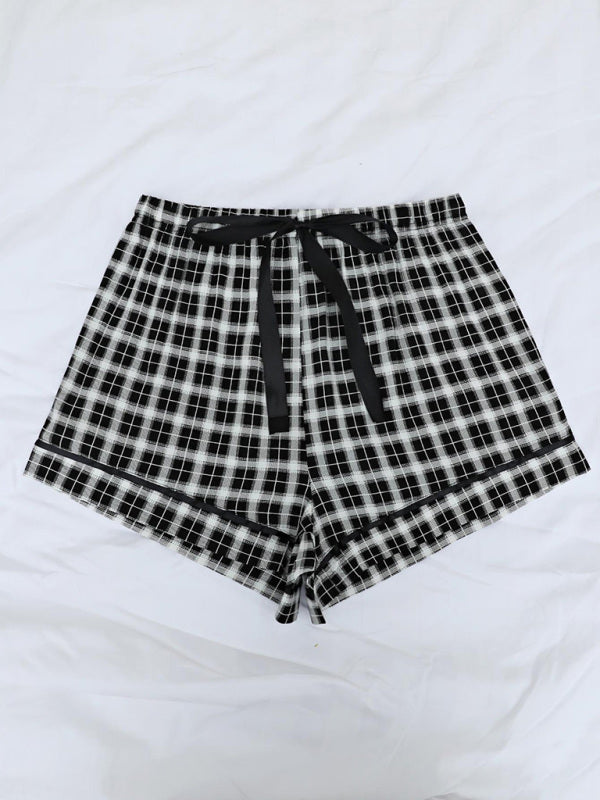 Women's Knitted Casual Comfort Plaid Short Pajama Pants - FashionistaDeal