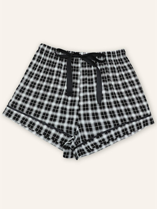 Women's Knitted Casual Comfort Plaid Short Pajama Pants - FashionistaDeal