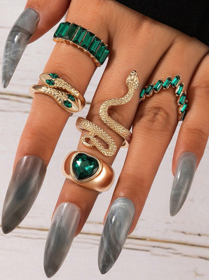 Popular jewelry ring jewelry snake-shaped love ins style five-piece ring female - FashionistaDeal