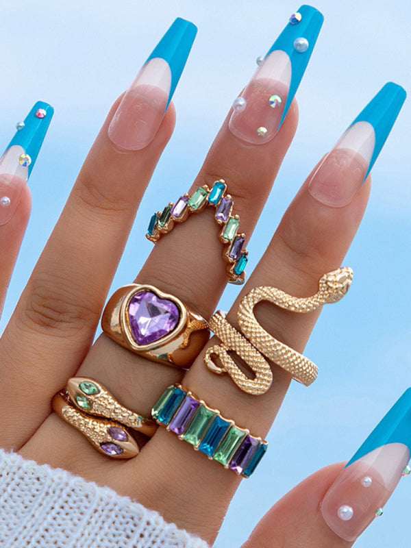 Popular jewelry ring jewelry snake-shaped love ins style five-piece ring female - FashionistaDeal