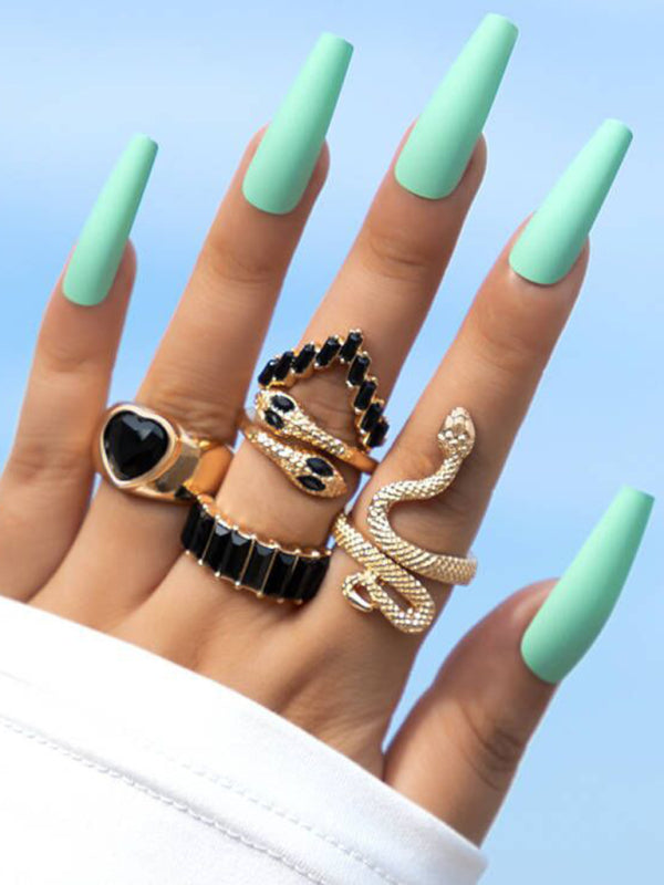 Popular jewelry ring jewelry snake-shaped love ins style five-piece ring female - FashionistaDeal