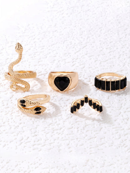 Popular jewelry ring jewelry snake-shaped love ins style five-piece ring female - FashionistaDeal