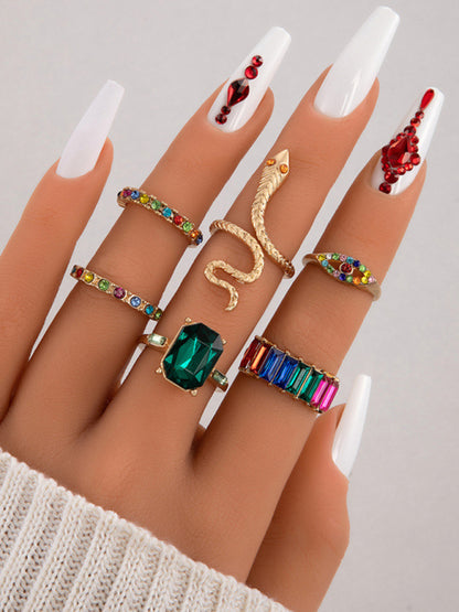 Popular jewelry ring jewelry snake-shaped love ins style five-piece ring female - FashionistaDeal