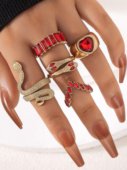 Popular jewelry ring jewelry snake-shaped love ins style five-piece ring female - FashionistaDeal