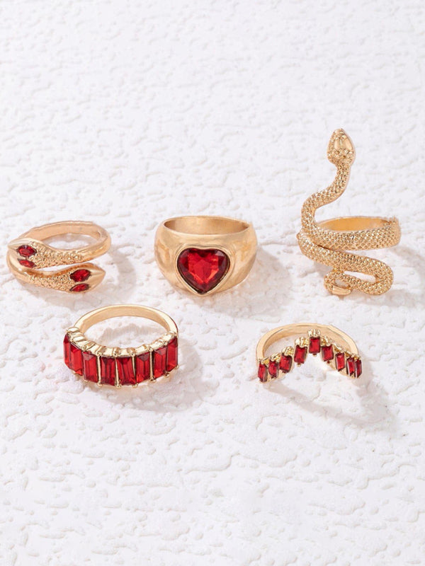 Popular jewelry ring jewelry snake-shaped love ins style five-piece ring female - FashionistaDeal