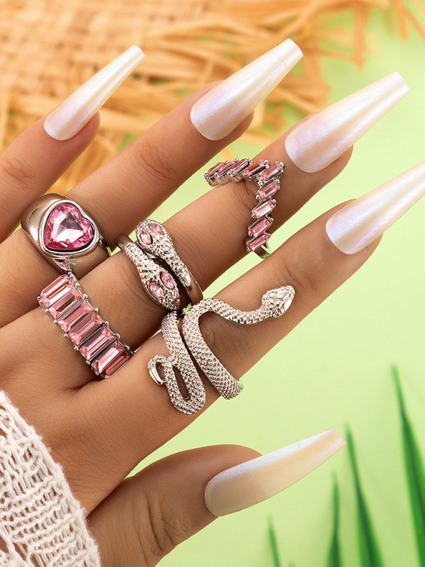 Popular jewelry ring jewelry snake-shaped love ins style five-piece ring female - FashionistaDeal