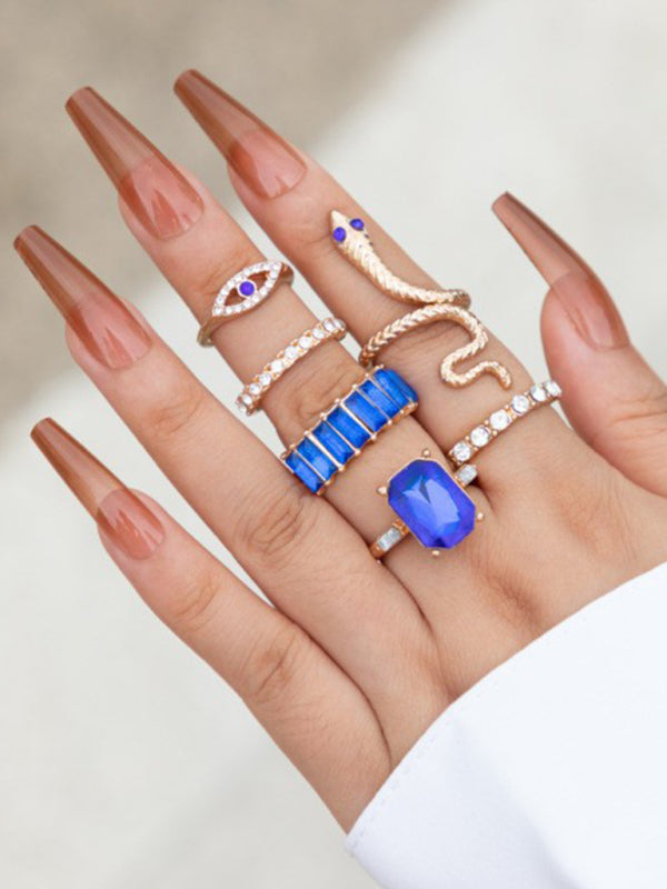 Popular jewelry ring jewelry snake-shaped love ins style five-piece ring female - FashionistaDeal