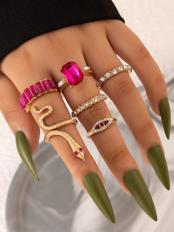 Popular jewelry ring jewelry snake-shaped love ins style five-piece ring female - FashionistaDeal