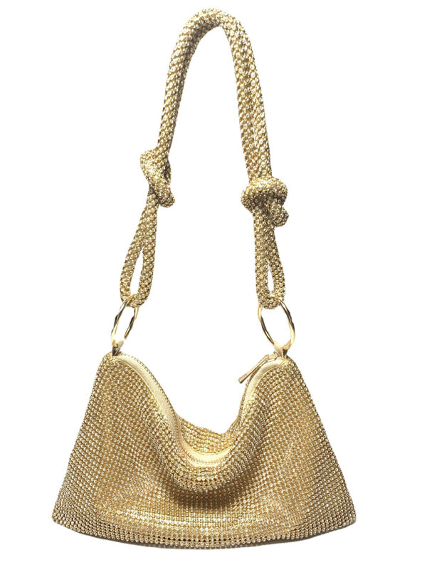 Knotted rhinestone pure handmade new diamond full diamond armpit bag - FashionistaDeal