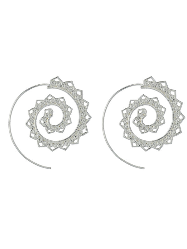 New Oval Spiral Earrings Exaggerated Swirl Gear Heart Shape Vintage Ear Jewelry - FashionistaDeal