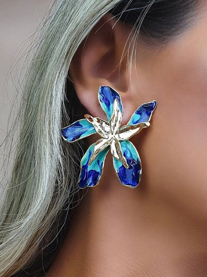 Multilayer Alloy Drip Oil Flower Floral Earrings Earrings - FashionistaDeal