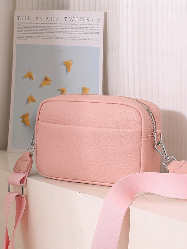 Solid color PU messenger bag women's small bag ladies shoulder bag small square bag - FashionistaDeal