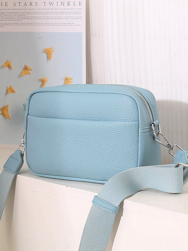 Solid color PU messenger bag women's small bag ladies shoulder bag small square bag - FashionistaDeal