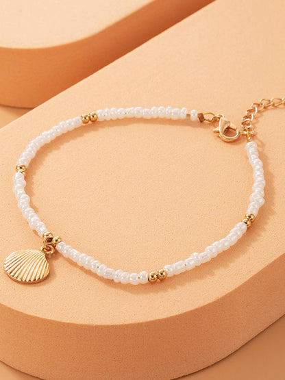 Simple Fashion Jewelry Shell Beaded Single Layer Anklet Beach Wind Rice Beads Foot Decoration - FashionistaDeal