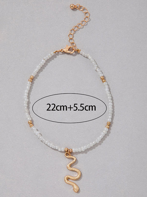 Simple Fashion Jewelry Shell Beaded Single Layer Anklet Beach Wind Rice Beads Foot Decoration - FashionistaDeal