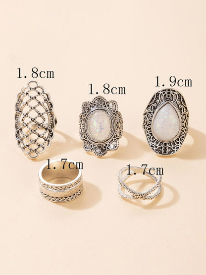 Exaggerated Personality Retro Drip Oil Cross Hollow Wide Brimming Ring Set of 5 - FashionistaDeal