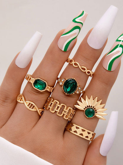 Retro personalized fashion metal diamond love palm ring multi-piece set - FashionistaDeal