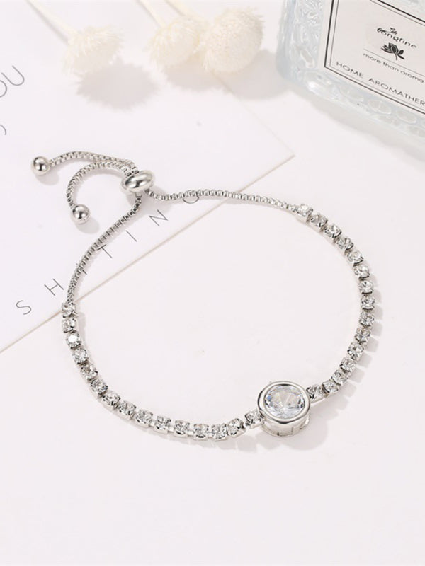 Fashion Rose Gold Heart Zircon Bracelet Simple Alloy Diamond Ladies Bracelet - FashionistaDeal