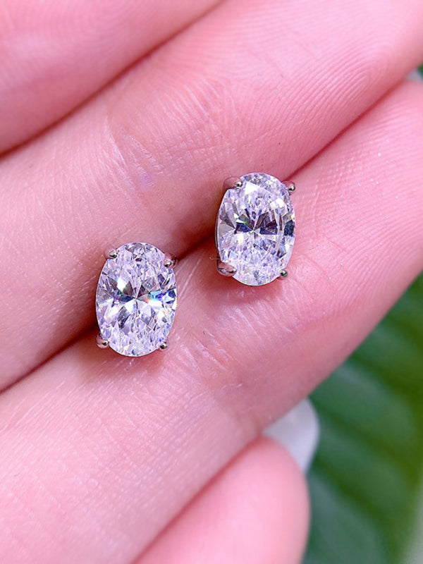 Women's Elegant Zircon Silver Stud Earrings - FashionistaDeal