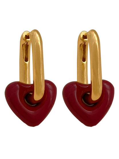 Fashionable, simple and versatile burgundy love necklace and earrings - FashionistaDeal