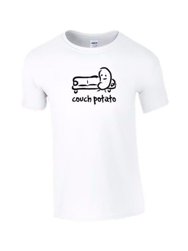 Men's COUCH POTATO Print Short Sleeve Round Neck T-Shirt Parent-child Wear - FashionistaDeal