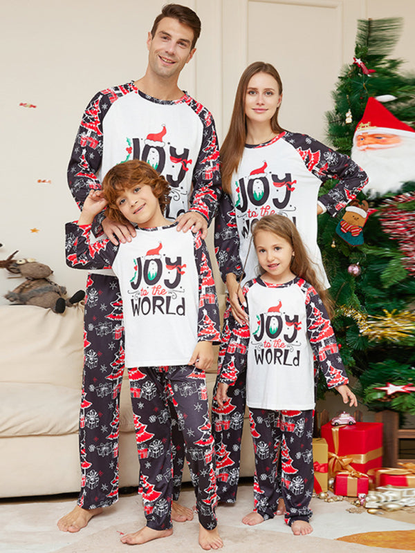 New Christmas cartoon letter Christmas tree print parent-child Christmas set pajamas - FashionistaDeal