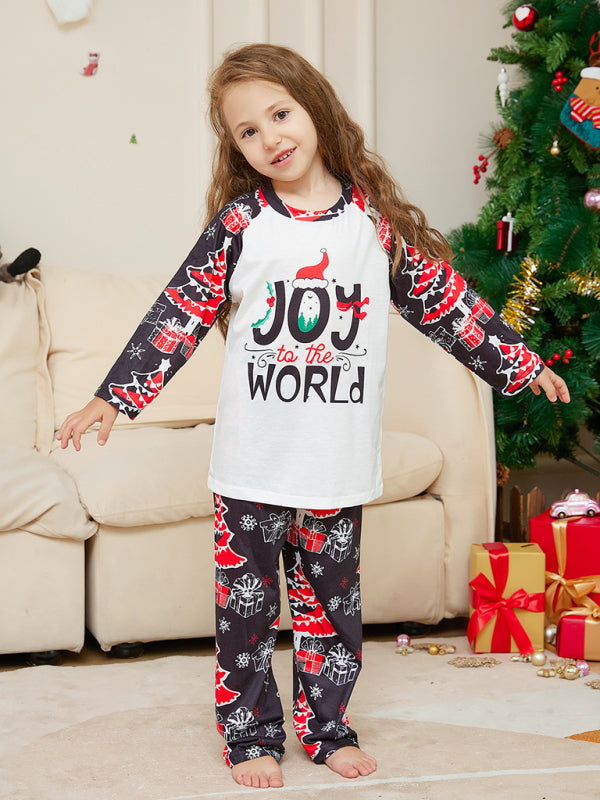 New Christmas cartoon letter Christmas tree print parent-child Christmas set pajamas - FashionistaDeal