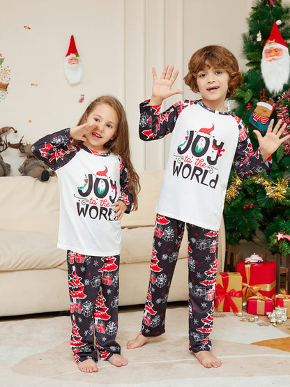 New Christmas cartoon letter Christmas tree print parent-child Christmas set pajamas - FashionistaDeal