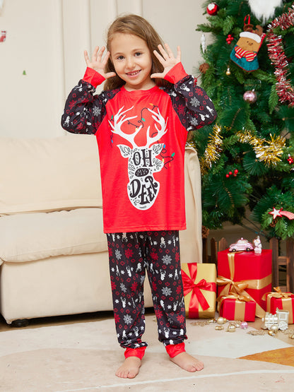 New Christmas Cartoon Letter Printed Long Sleeve Round Neck Parent-Child Christmas Pajamas Set - FashionistaDeal