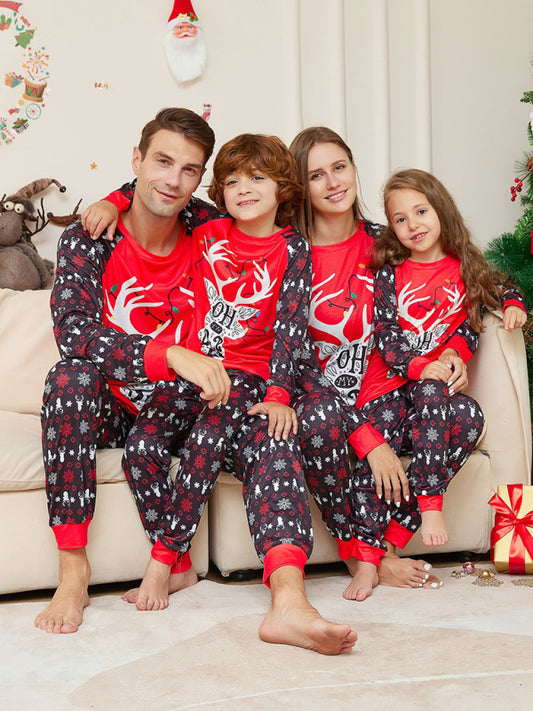 New Christmas Cartoon Letter Printed Long Sleeve Round Neck Parent-Child Christmas Pajamas Set - FashionistaDeal