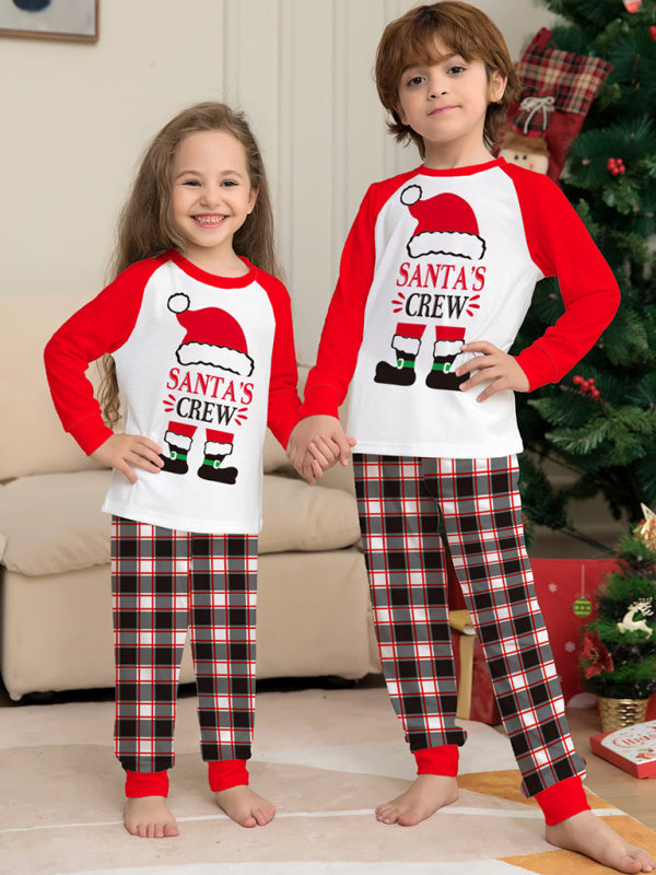 New Christmas parent-child set deer head print home clothes plaid two-piece pajamas - FashionistaDeal