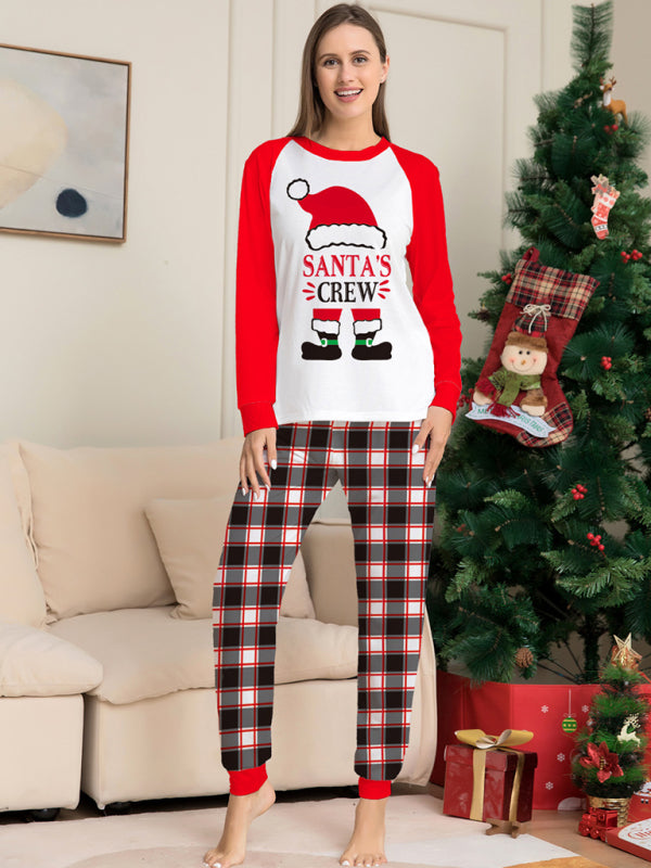 New Christmas parent-child set deer head print home clothes plaid two-piece pajamas - FashionistaDeal