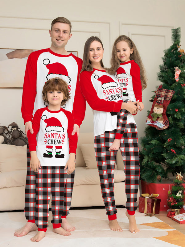 New Christmas parent-child set deer head print home clothes plaid two-piece pajamas - FashionistaDeal