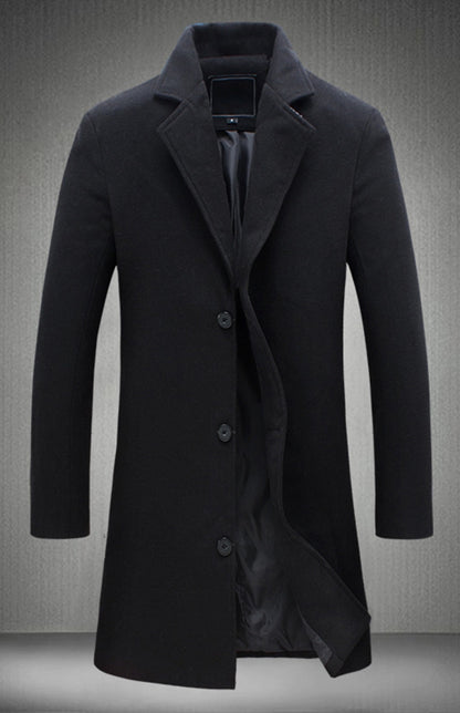 Men's Long Woolen Coat - FashionistaDeal