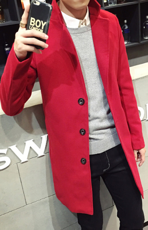 Men's Long Woolen Coat - FashionistaDeal