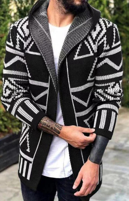 Autumn And Winter Models Cardigan Sweater In The Long Jacquard Knitwear Jacket - FashionistaDeal