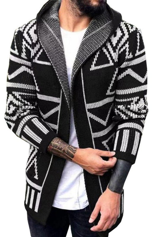 Autumn And Winter Models Cardigan Sweater In The Long Jacquard Knitwear Jacket - FashionistaDeal