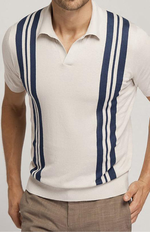 Polo Shirt With Lapel And Short Sleeves - FashionistaDeal