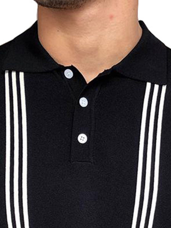 T-Shirt Black Short Sleeve Slim Polo - FashionistaDeal