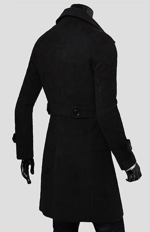 Men's Double Breasted Lengthened Simple Wool Coat - FashionistaDeal