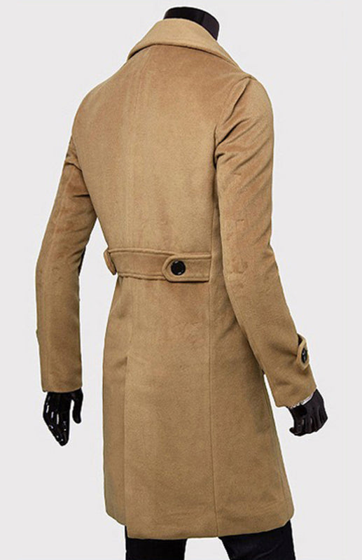 Men's Double Breasted Lengthened Simple Wool Coat - FashionistaDeal