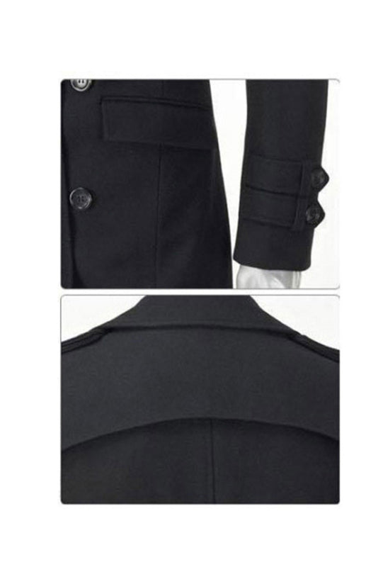 Men's Mid-length Trench Coat Slim Fit Large Thick Woolen Coat - FashionistaDeal